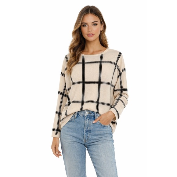 Charter Club Sweaters - Charter Club Luxury 100% Cashmere Sweater M Cream Black Minimalist Basic